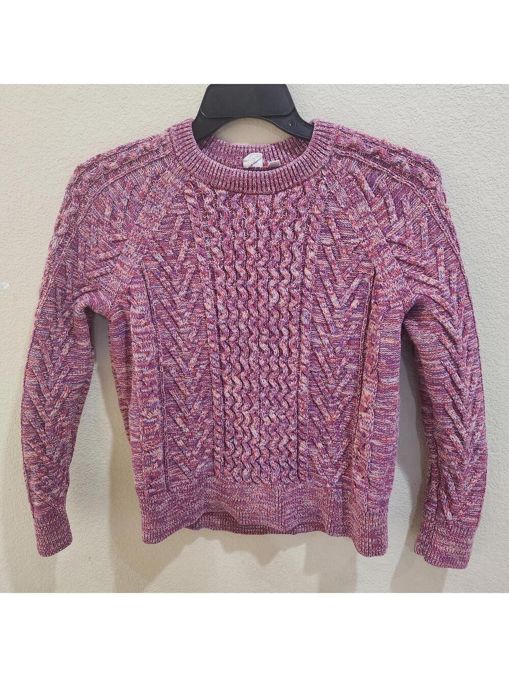 Gap Youth Cable Knit sweater Pink Marbled cable crewneck Sz Large Cotton